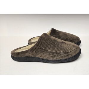 Isotoner Mens Corduroy Slip On Slippers Color Brown Size 11-12